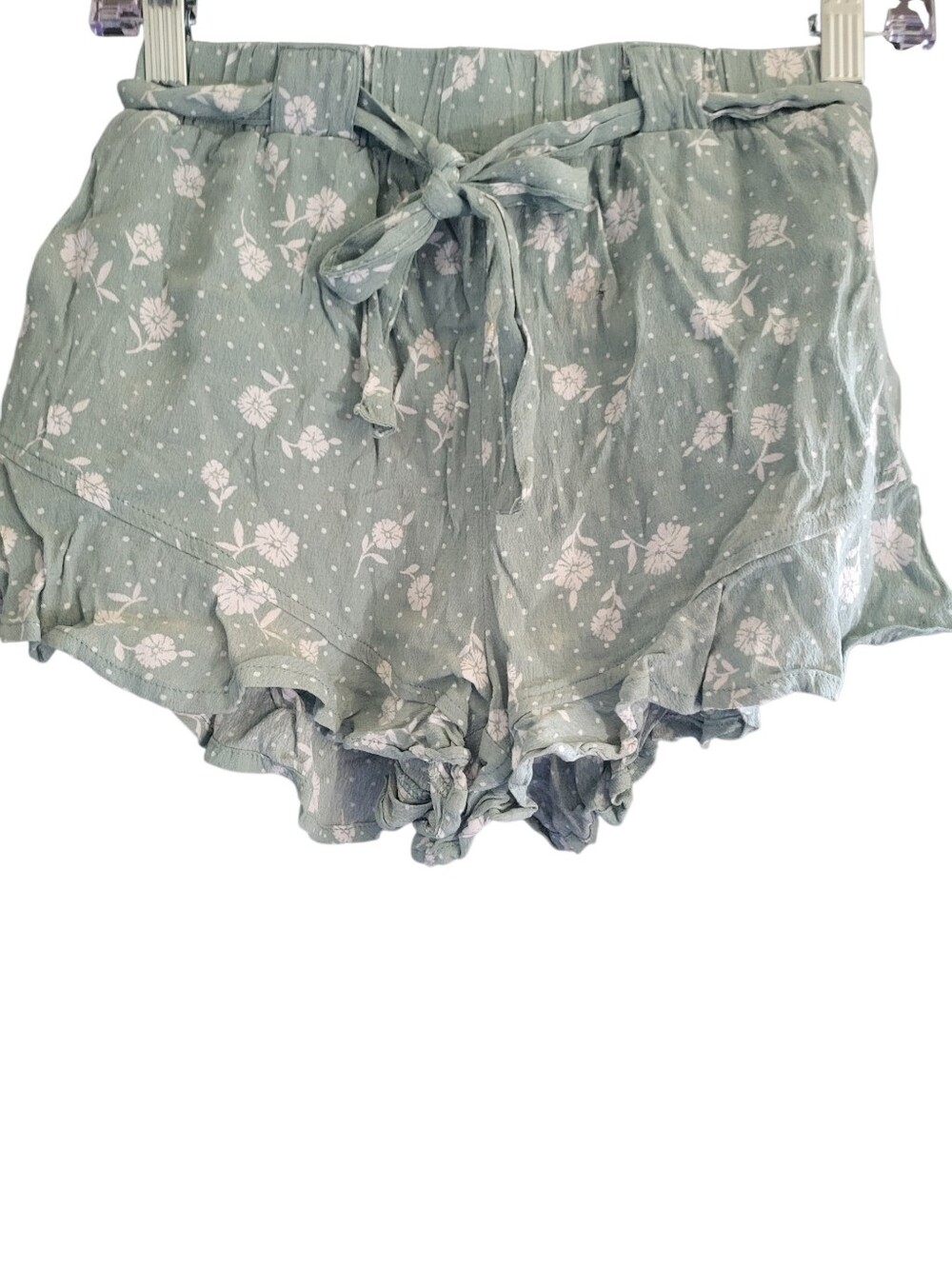 Forever21 Ruffle Floral Shorts Green sz XS